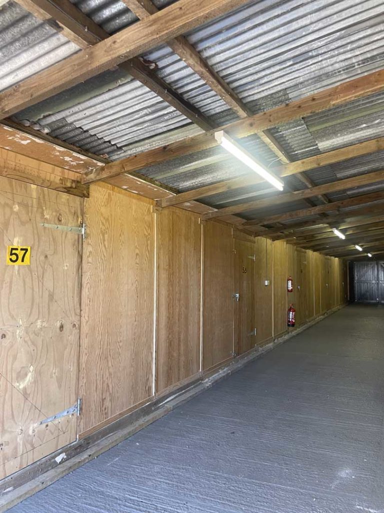 corridor of storage units